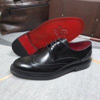 Chaussures Derby Homme à Bout Ailé en Cuir Véritable de Haute Qualité avec Semelle Épaisse, Chaussures Habillées Formelles Brogue, Semelle en Caoutchouc Rouge, OEM/ODM Disponibles