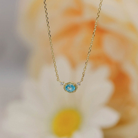 Nouveau Collier Chaîne de Clavicule Style Japonais Vintage Simple et Original 2026 avec Apatite Incrustée, en Argent 925 Plaqué Or 14K – Idéal Cadeau