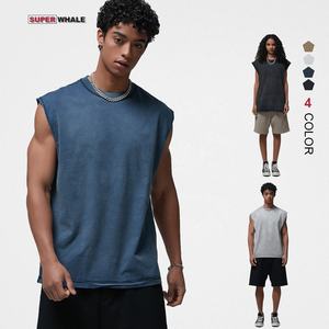 الأكثر مبيعًا جودة ممتازة لغسيل الخزان أعلى مخصص تطريز الطباعة الحمضية سترة رجالية قطنية - Product Image 1