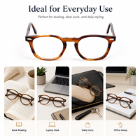 Monturas de Gafas Redondas Vintage de Acetato Unisex, Gafas con Protección Anti Luz Azul, Monturas Ópticas de Moda, Logotipo Personalizado Disponible, Directo de Fábrica
