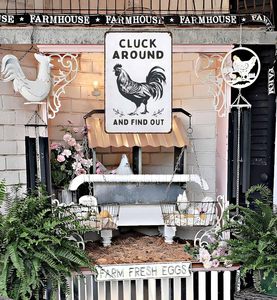 Divertente Targa in Latta con Grafica 'CLUCK FIND' 8x12 Pollici Modello 3020 Bianco/Nero con Fori Pre-Forati per Casa, Fattoria, Pollaio - Product Image 5