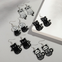 Großhandel Günstige Urlaub Mode Schöne Katze Tod Skelett Kürbis Ghost Halloween Spooky Acryl Tropfen Ohrringe für Frauen
