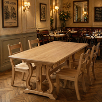 Ensemble table et chaises de salle à manger en bois massif, style vintage français, design moderne du milieu du siècle, forme rectangulaire, meubles de maison sur mesure