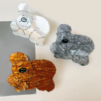 Vente en gros/sur mesure de pinces à cheveux en résine acrylique en vrac Acétate de cellulose Animal Blanc Gris Brun Koala Bear Grande pince à cheveux épaisse