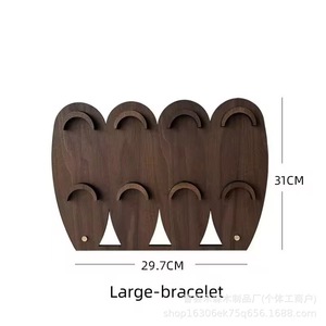 Support à bijoux en noyer massif, quatre crochets, présentoir mural pour colliers et bracelets, organisateur mural - Product Image 4