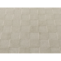 Tapis d'intérieur moderne minimaliste beige à carreaux et franges, tapis en laine et soie de bambou fait à la main pour le salon