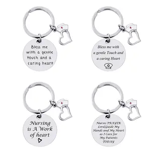 2024 New Stainless Steel Factory's Engraved Metal Keychain For Medical Doctor Nurse Day Logo Gift