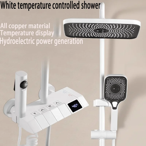 Ensemble de douche de salle de bain en laiton avec affichage numérique LED Robinet mitigeur à 4 touches de piano Motif de pulvérisation de pluie Crée une atmosphère dans la salle de bain - Product Image 3
