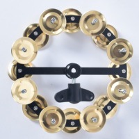 AOOLOO Gold Hi-Hat Tambourine Double Row Steel Brass Jingles 5.5inch Size Sound Effect Accessory Cymbal Drum Set