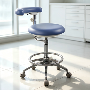 Tabouret dentaire ergonomique réglable pour infirmière avec accoudoir rotatif à 360 degrés et repose-pieds, en cuir PU pour clinique - Product Image 1