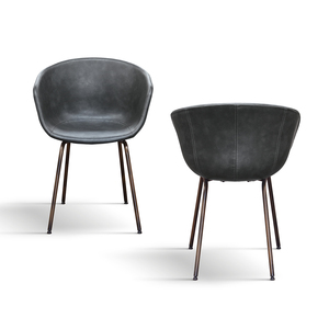 Juego de 4 sillas Carmen de cuero ecológico antracita con base de metal para oficina interior - Product Image 2