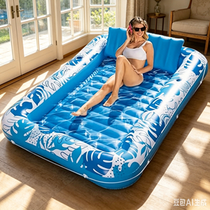 SLOOSH Piscine gonflable d'extérieur pour bronzage 85x57, Matelas pneumatique extra large pour adultes avec oreiller, 4-en-1, Chaise longue moderne, Lit <span class=keywords><strong>de</strong></span> <span class=keywords><strong>bain</strong></span> anti-UV - Product Image 3