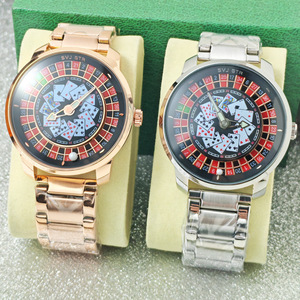 Montre-bracelet étanche Foshan <span class=keywords><strong>Roulette</strong></span> Rotating God of Gamblers Lucky Quartz en acier inoxydable avec bracelet en cuir pour hommes américains - Product Image 6