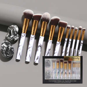 Custom Marble Flat Top Foundation Angled Contour Blush Stippling <strong>Makeup</strong> <strong>Brushes</strong> Set Eye Blending Concealer Beauty Sponge <strong>Blender</strong> - Product Image 2