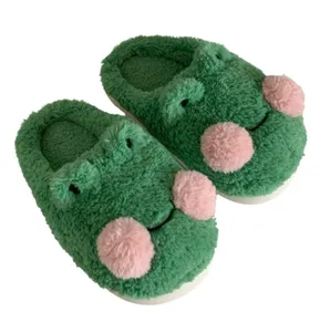 Cute cartoon small frog Baotou cotton slippers winter leisure home bedroom warm month soft sole slippers