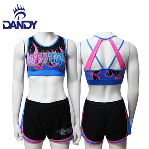 Uniforme de Animadora Personalizado de Alta Calidad para Mujer, Top Corto Azul y Conjunto de Práctica Escolar Personalizado - Product Image 1