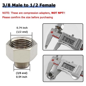 Raccord de tuyauterie 1/2 femelle vers 3/8 mâle en laiton, adaptateur de tuyau d'eau, adaptateur de compression pour robinet - Product Image 2