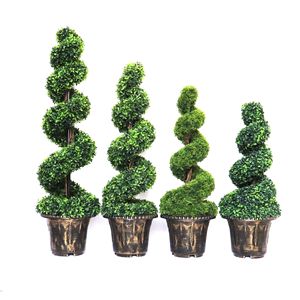 Planta en maceta <span class=keywords><strong>de</strong></span> plástico <span class=keywords><strong>de</strong></span> imitación para decoración del hogar, plantas artificiales <span class=keywords><strong>de</strong></span> <span class=keywords><strong>Buxus</strong></span> topiario, espirales <span class=keywords><strong>de</strong></span> árbol, bonsái - Product Image 3