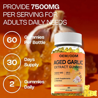 Gummies d'extrait d'ail vieilli naturel sans sucre pour adultes, 7500 mg, OEM ODM, améliorent l'équilibre immunitaire et favorisent le bien-être général