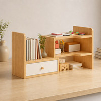 Organiseur de bureau en bois avec tiroir et étagères de rangement multi-niveaux pour la maison, le bureau, la salle d'étude et la chambre