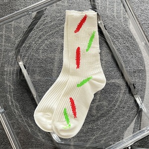 Calcetines de algodón retro para mujer, estilo rasgado, con efecto salpicado de tinta, a media pantorrilla, tipo mendigo, con doble aguja y doble capa de tejido, tendencia Hip Hop - Product Image 2