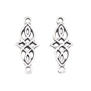 Antique Silver Tone Celtic Knot Connector Charms For Bracelet Jewelry Making Findings 26x11mm