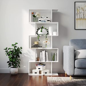 Open Boek Japanse Stijl Boekenplank Kleine Kast 5 Tier Hoek Display Opbergrek Wit Hout Kubus Boekenkast Plank