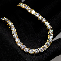 Collier Chaîne Tennis Hip Hop Iced Out en Argent Sterling 925 avec Moissanite Couleur D VVS, Style Rappeur, Bijoux de Luxe