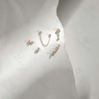 Gemnel Harga Terbaik Perhiasan Tahan Air Cubic Zircon 925 Perak Triple Starburst Drop Stud Earring