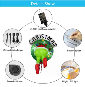 Décoration murale extérieure <span class=keywords><strong>de</strong></span> Noël gonflable avec les jambes du <span class=keywords><strong>Grinch</strong></span> qui bruent la couronne, éclairées par des LED - Product Image 5
