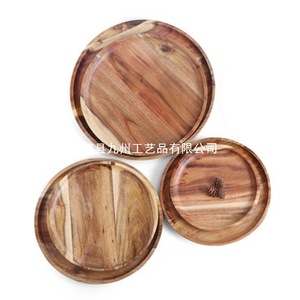 Acacia Wood Round <b>Trays</b> Solid Wood <b>Tea</b> Serving Plates For Home Coffee <b>Tea</b> Use - Product Image 1