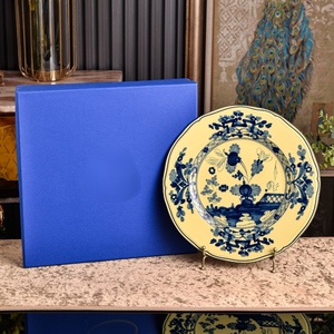 Assiette de présentation vintage italienne en porcelaine florale de 12 pouces, multicolore, peinte à la main, en céramique, avec boîte cadeau, luxe, ronde - Product Image 4