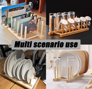 Escurridor de Platos de Madera con 7 Ranuras, Instalación Tipo Gancho, Diseño Multifuncional para Cocina, Incluye Escurridor de Platos y Organizador de Tazones - Product Image 5