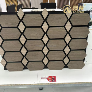 Diffusore sonoro <span class=keywords><strong>MDF</strong></span> di disegno geometrico ad alta densità fonoassorbente rivestimento flessibile in tessuto impiallacciato pannelli acustici da parete - Product Image 6
