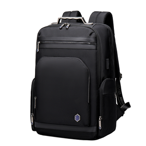 Business Style Men's Waterproof Anti-Theft Laptop <b>Backpack</b> USB Charging Port Zipper Microfiber Synthetic Leather 20-39L Capacity - Product Image 1