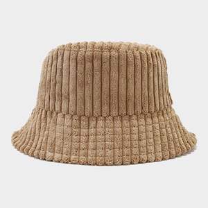 Sombrero de cubo de terciopelo corto a rayas gruesas para mujer, logotipo personalizado, pana informal cálida para pesca, deportes, viajes diarios, ciclismo para - Product Image 5