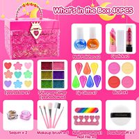 Set de Maquillaje CHXU EPT para Niñas, Kit de Cosméticos Solubles en Agua, Estuche de Princesa con Joyas y Organizador con Cajón para Corona