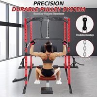 IUNNDS OEM Cage de musculation en métal rouge multifonctionnelle pour la musculation des biceps, salle de sport à domicile, machine Smith