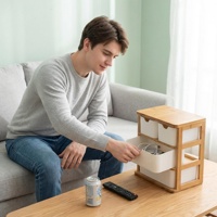 Organisateur de bureau écologique à 3 niveaux avec tiroir coulissant pour cosmétiques et maquillage, idéal pour le rangement de fournitures de bureau