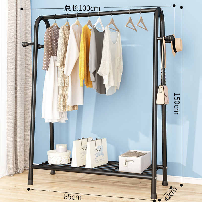 100CM - สีดำ [ตะขอแขวนเสื้อผ้าตาข่ายชั้นเดียว]