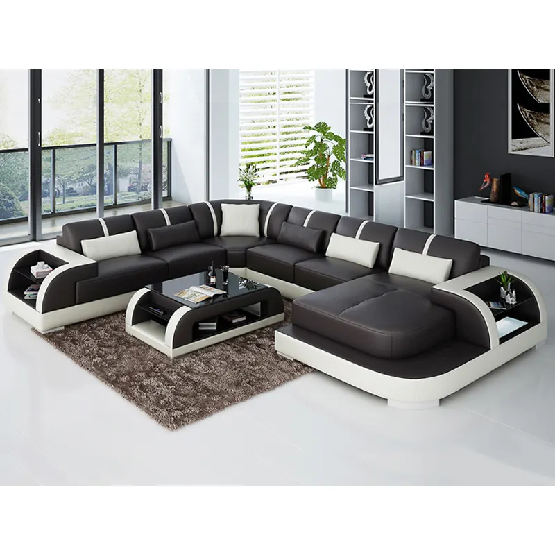 Sofa mewah Italia beludru, dengan Turki bentuk u 3 tempat duduk kulit asli bagian sofa elektrik itelian modern