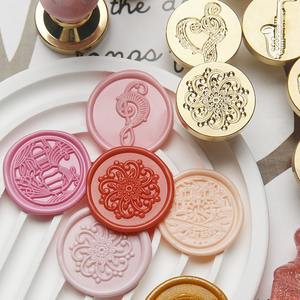 Sellos de cera con notas musicales de la serie Vocal, cabezales redondos de cobre para decoración de diarios - Product Image 4