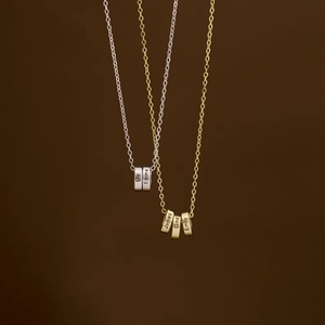 Collar de Acero Inoxidable Personalizado con Anillo Apilable Grabado, Collar con Disco de Cuentas en Blanco para Mamá y <span class=keywords><strong>Abuela</strong></span> - Product Image 4