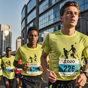 T-shirt à séchage rapide, T-shirt imprimé par sublimation de course à pied de marathon personnalisé T-shirt en coton imprimé de vêtements pour hommes - Product Image 4