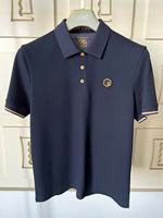 T-shirt en coton à manches courtes pour homme, avec logo brodé personnalisé, tricot fin, couleur bleu et blanc, tendance, OEM ODM