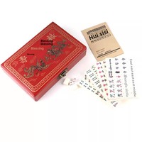 Mahjong de style antique de Pékin, version touristique en anglais, boîte complète en carton mélaminé, boîte en cuir, manuel d'instructions