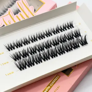 3 Lines Different Lengths 10Mm 12Mm 14Mm C Curl Nature Lash False Eyelashes 1 Step Pre Glued Bond Diy Press On Lashes Cluste