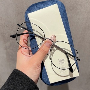 31212 Lunettes Métalliques Plano Ovales à Monture Complète Anti-Lumière Bleue Unisexe, Montures de Lunettes Rondes avec Verres PC, Origine Taizhou - Product Image 4