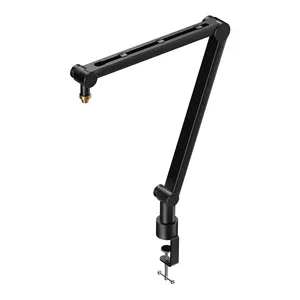 high quality microphone stand with cable hidden hole with phone holder and tablet pc holder optional for table desk mounting