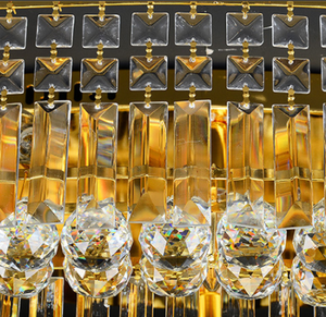 Lámpara de araña de lujo sala de estar hotel de lujo redondo oro de lujo LED Luz de techo de cristal - Product Image 6